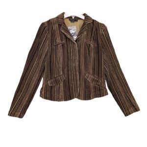 NWT Vtg Garfield & Marks Womyn Women's 4 Brown Velour Striped Blazer Jacket $248